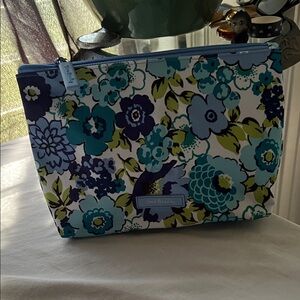 Vera Bradley Teal & Blue Floral Zip Cosmetic Pouch